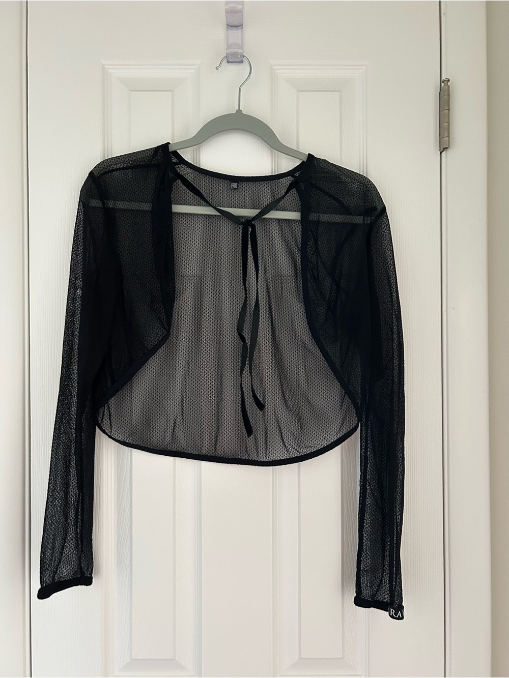 Women's Sheer Black Mesh Tie-Front Bolero by